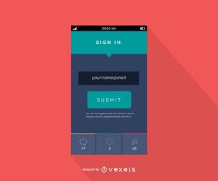 Design plano da interface de login de e-mail móvel