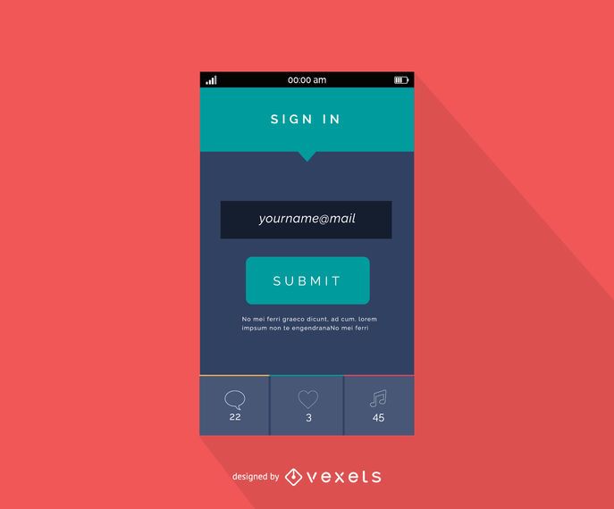 Mobile email login interface flat design Mobile email login interface flat design