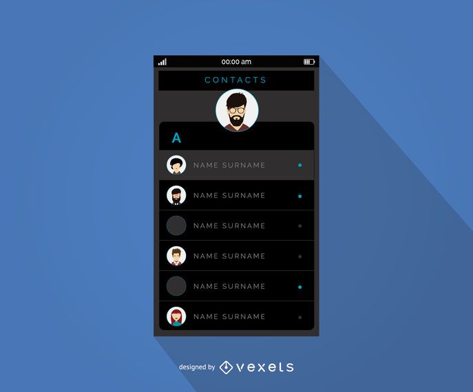 Mobile contacts menu interface design Mobile contacts menu interface design