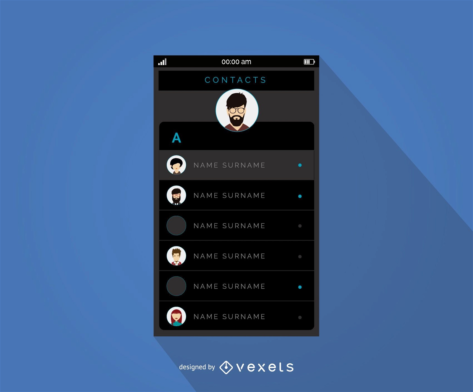 Mobile contacts menu interface design