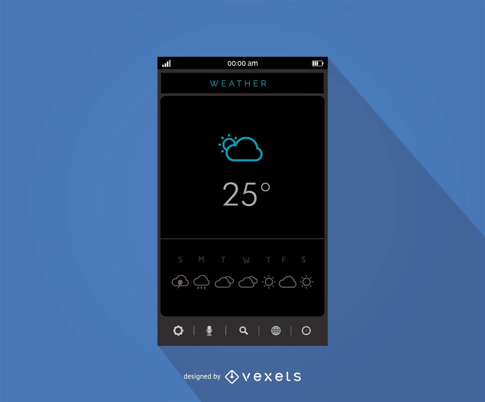 Design de interface de aplicativo de clima móvel