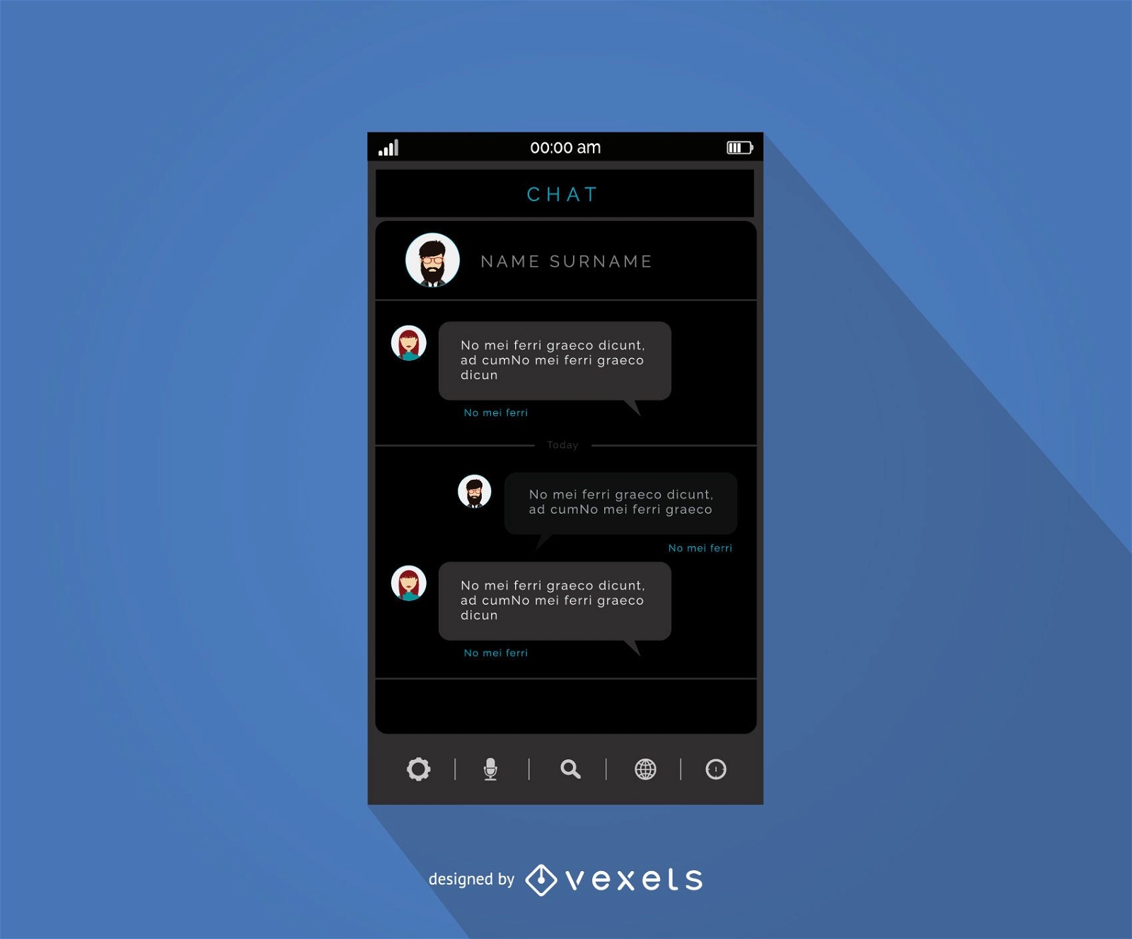 Design da interface do aplicativo de bate-papo móvel