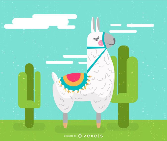 Llama cartoon illustration Llama cartoon illustration