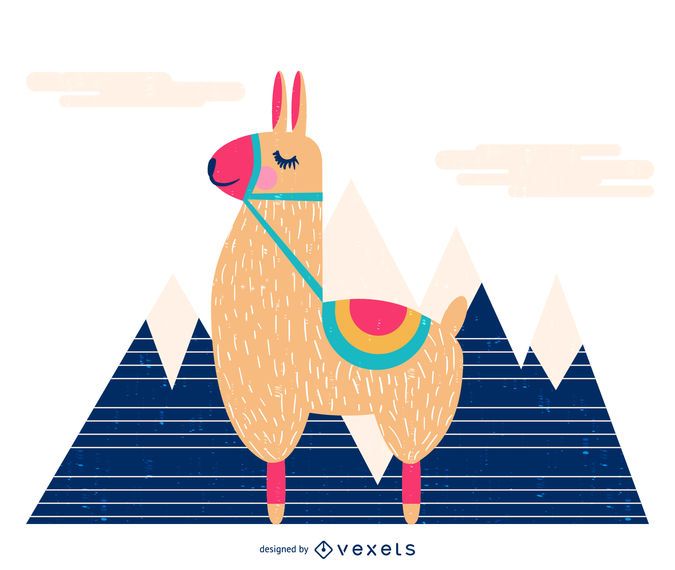 Llama in the mountain illustration Llama in the mountain illustration