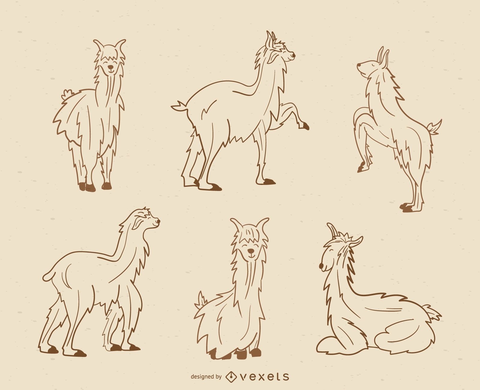 Llama stroke illustration collection