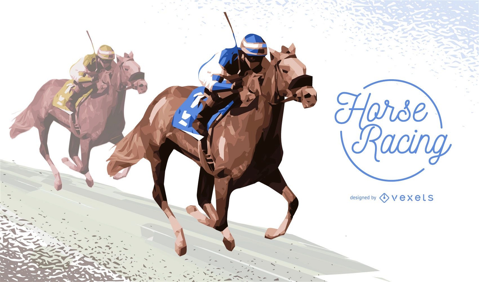 Ilustração de corrida de cavalos de dois jóqueis