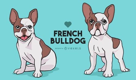 Desenhos animados de cães bulldog francês