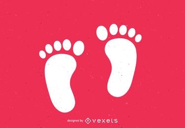Bare feet footsteps silhouette print