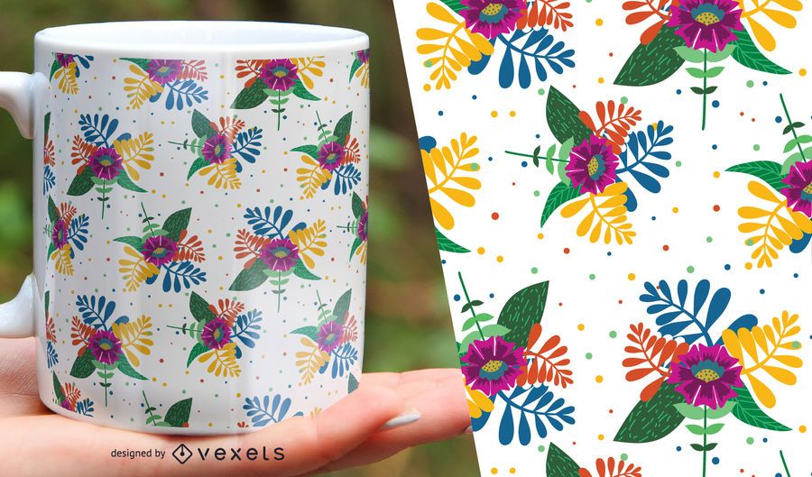 Exotic flower and leaves seamless pattern Exotic flower and leaves seamless pattern