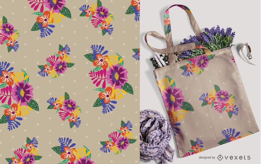 Flowers and leaves nature pattern Flowers and leaves nature pattern