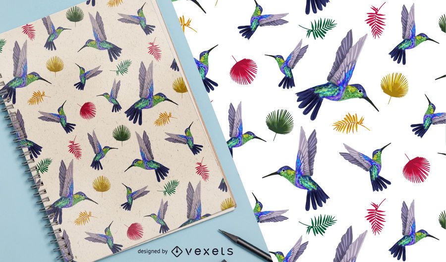 Exotic hummingbird seamless pattern Exotic hummingbird seamless pattern
