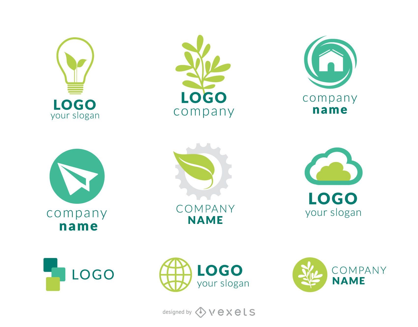 Conjunto de logotipo de empresa verde