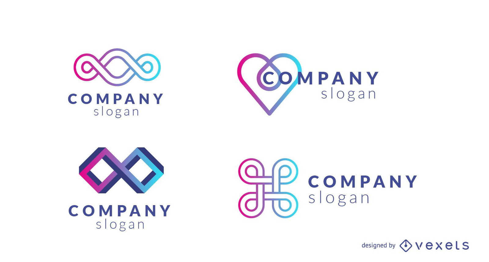 Conjunto de logotipo de diseño de empresa degradado