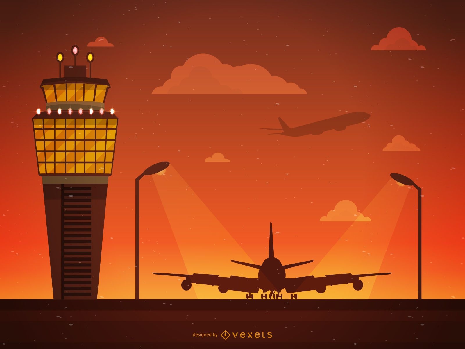 Ilustração da torre de controle do aeroporto