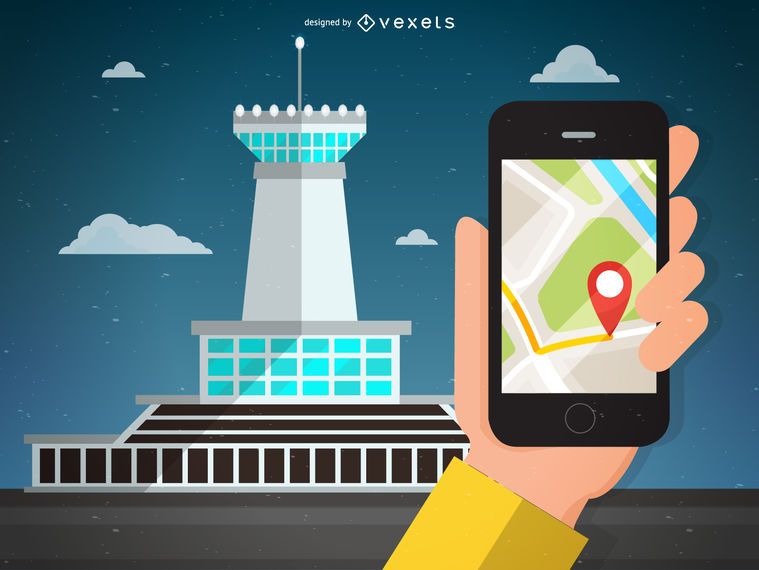 Ilustração de navegação aeroportuária Ilustração de navegação aeroportuária