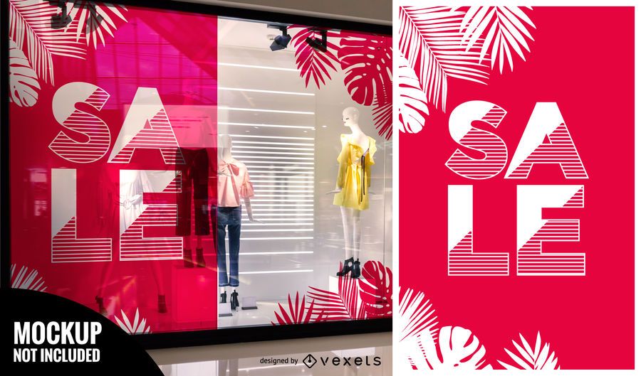 Window Shop Sale Mockup Template - Vector Download