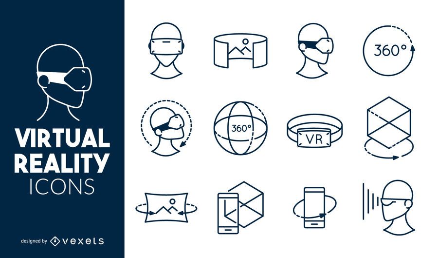 Virtual reality icons set Virtual reality icons set