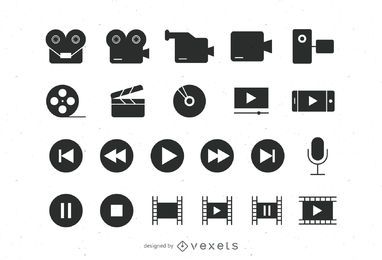 Flat video icons collection