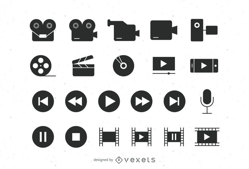 Colección de iconos de video planos Colección de iconos de video planos