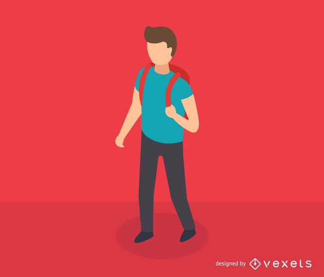 Homem, com, mochila, isometric, ícone Homem, com, mochila, isometric, ícone