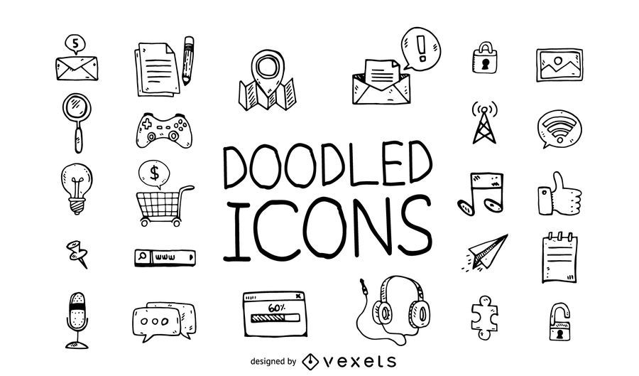 Doodle conjunto de iconos Doodle conjunto de iconos