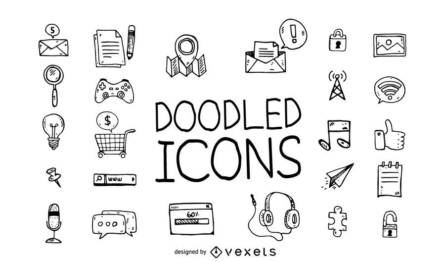 Download Doodle Icons Set - Vector Download