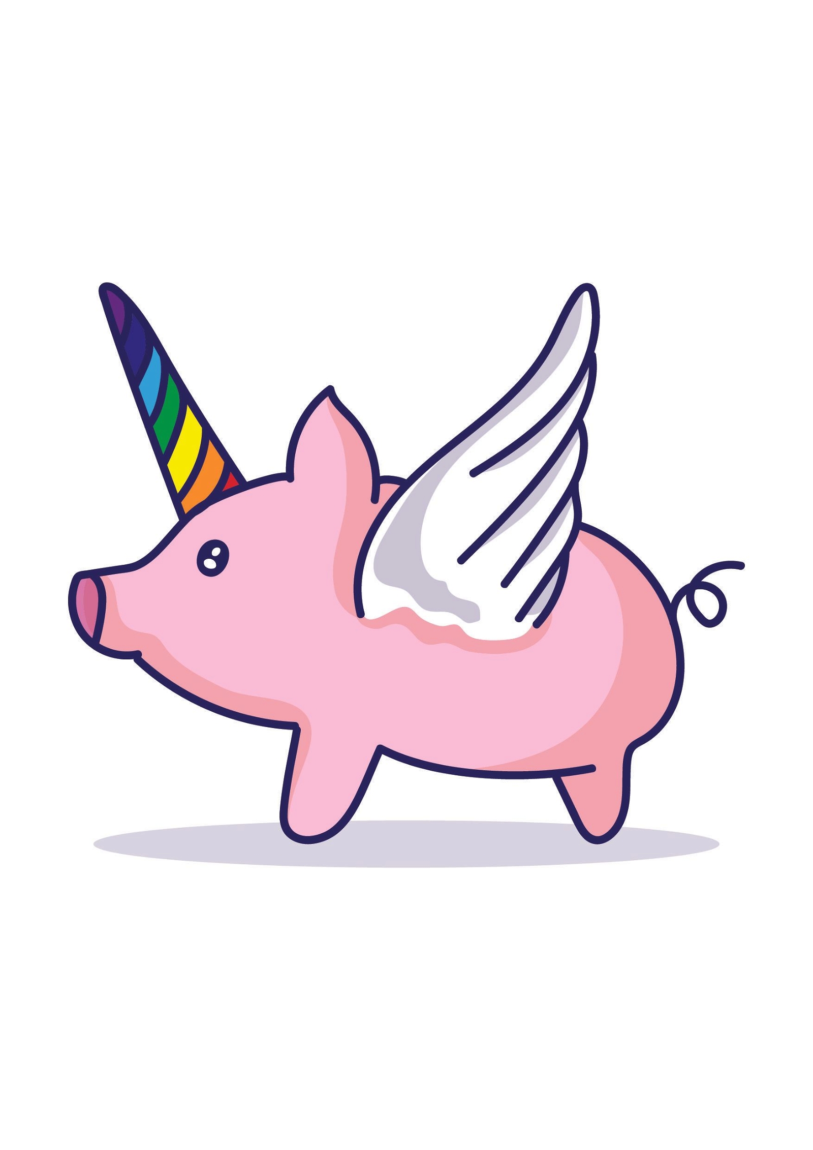 Pig unicorn cartoon