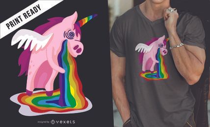 Diseño de camiseta unicornio arcoiris