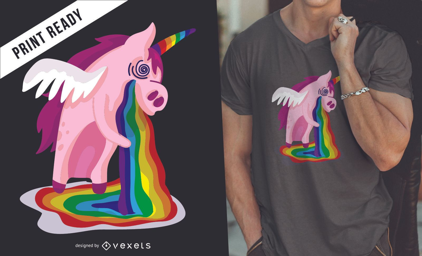 Einhorn Regenbogen T-Shirt Design