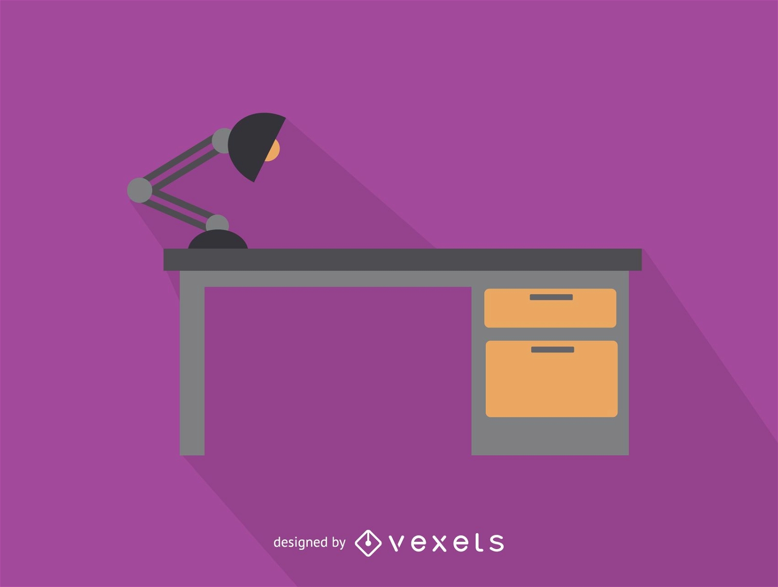 Office desk with lamp icon