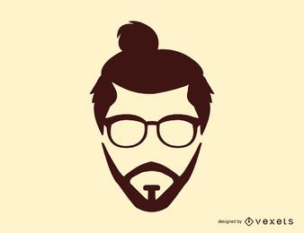Homem, coque, penteado, silueta Homem, coque, penteado, silueta