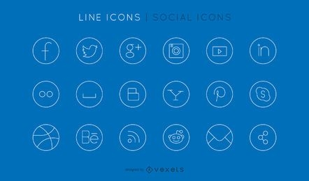 Social line icons set