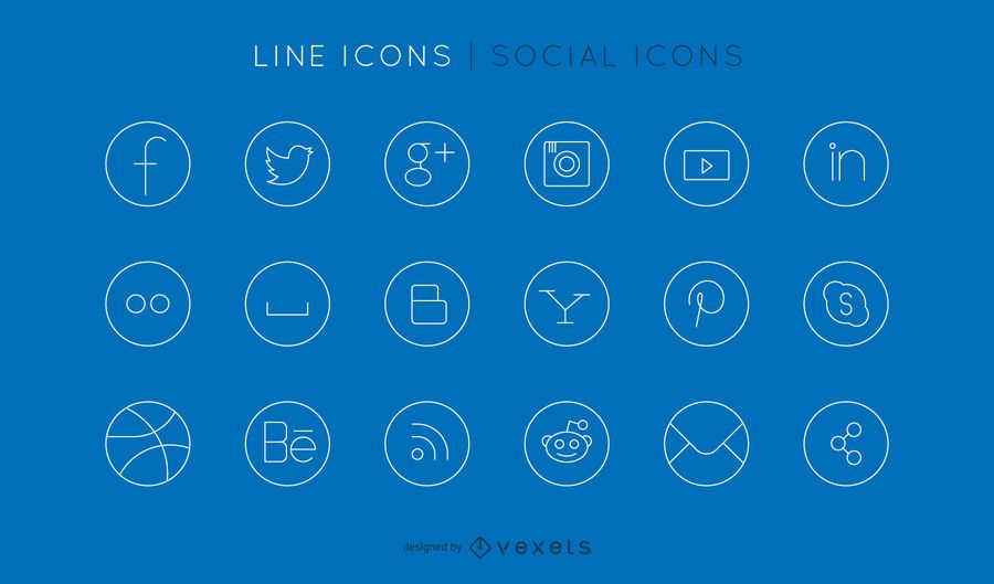 Conjunto de ícones de linha social Conjunto de ícones de linha social