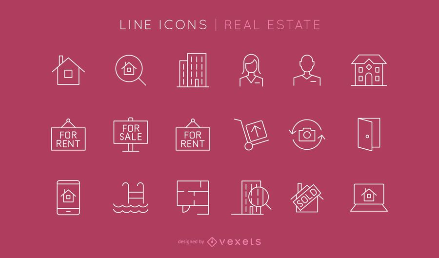 Real estate line icons set Real estate line icons set