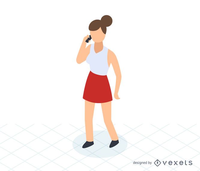 Woman talking phone isometric icon Woman talking phone isometric icon