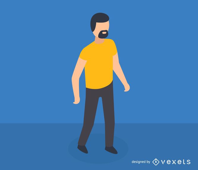 Icono isométrico de hombre con barba Icono isométrico de hombre con barba