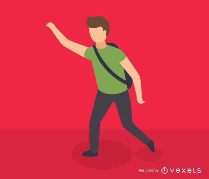 Man hurrying isometric icon Man hurrying isometric icon