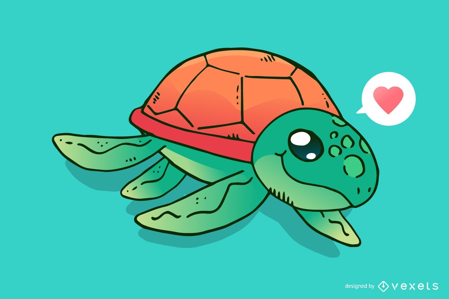Desenho bonito de tartaruga marinha