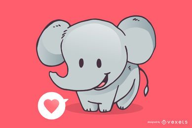 Desenho de amor de elefante fofo
