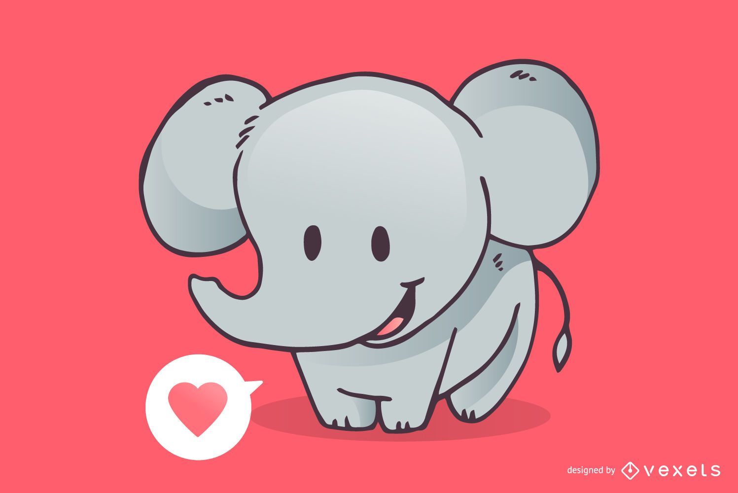 Cute Elephant Love Cartoon Vector Download