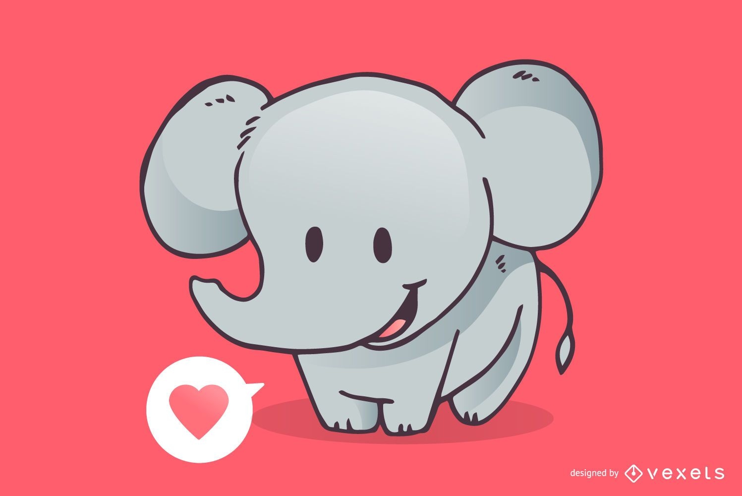 Desenho de amor de elefante fofo