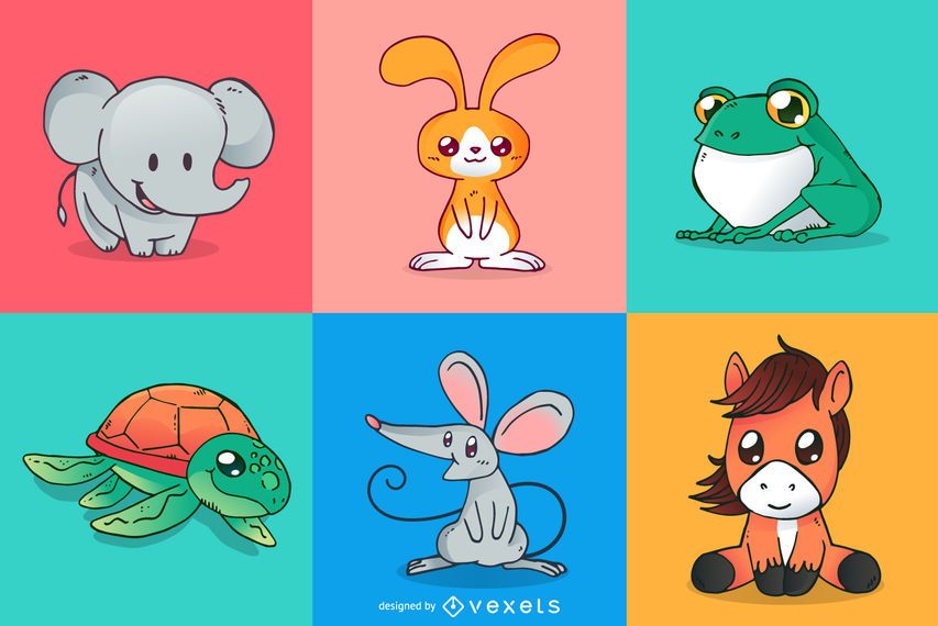 Conjunto de desenhos de animais fofos Conjunto de desenhos de animais fofos