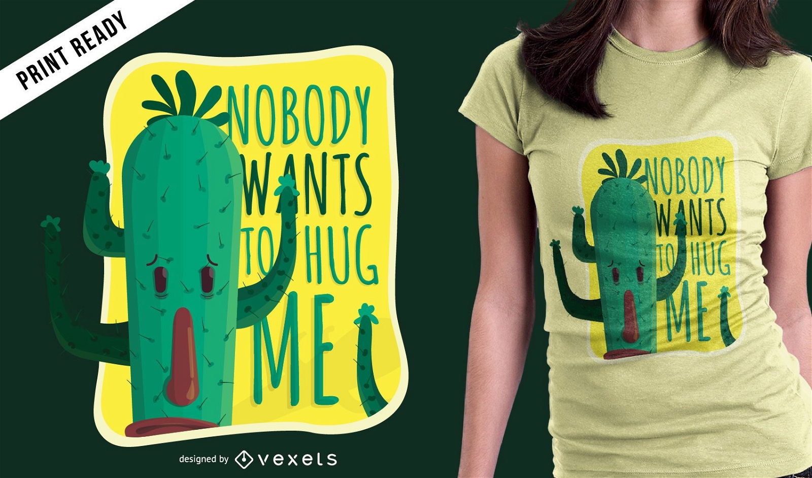 Diseño divertido de camiseta de cactus