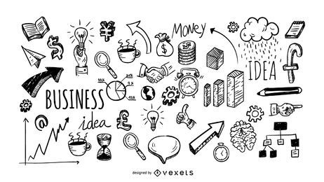 Business doodle icons collection Business doodle icons collection