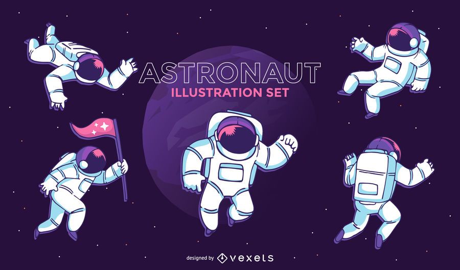 Astronauten-Illustrationssatz Astronauten-Illustrationssatz