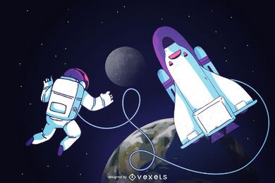 Astronaut In Space Illustration Vector Download