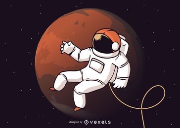 Ilustración de caminata espacial de astronauta