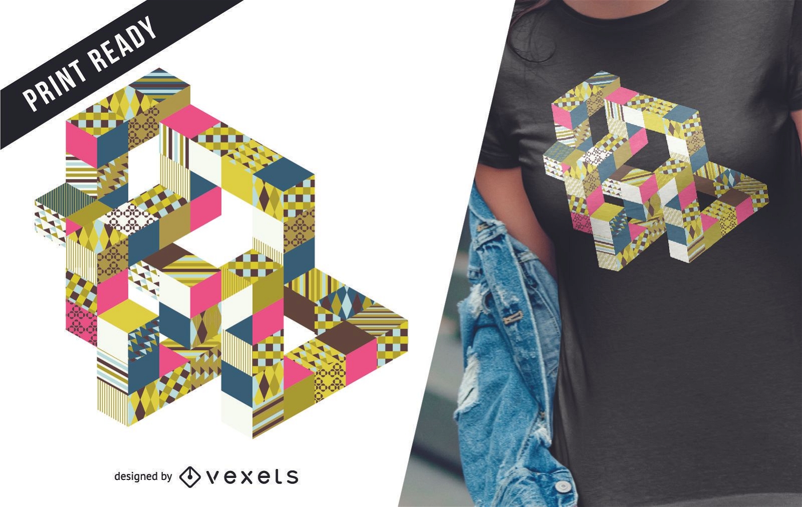 Bunter abstrakter geometrischer T-Shirt Entwurf