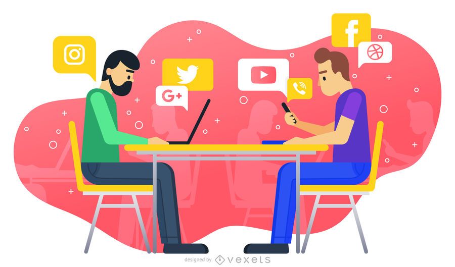 Social media work illustration Social media work illustration