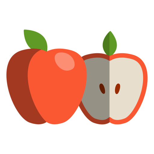 Icono de manzana cortada a la mitad Diseño PNG